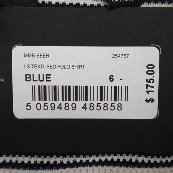 Ted Baker Polo Shirt Men's Size 2XL Ted Size 6 Blue Beer Textured Long Sleeve - Picture 7 of 9